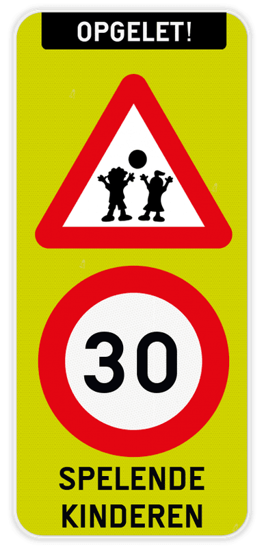 Verkeersbord Opgelet spelende kinderen 4:9