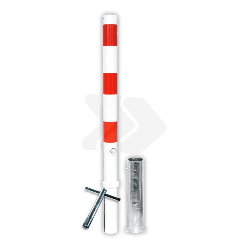 Poteau anti-stationnement amovible rouge/blanc avec manchon