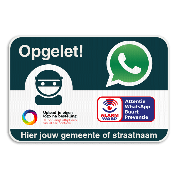 WABP WhatsAppbord met jouw straatnaam en logo