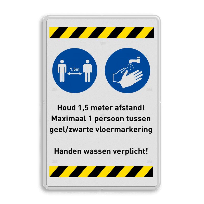 Veiligheidsbord - 1,5 meter afstand houden + handen wassen