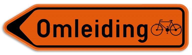 Verkeersbord SB250 F41 - Wegwijzer omleiding voor fietsers Links