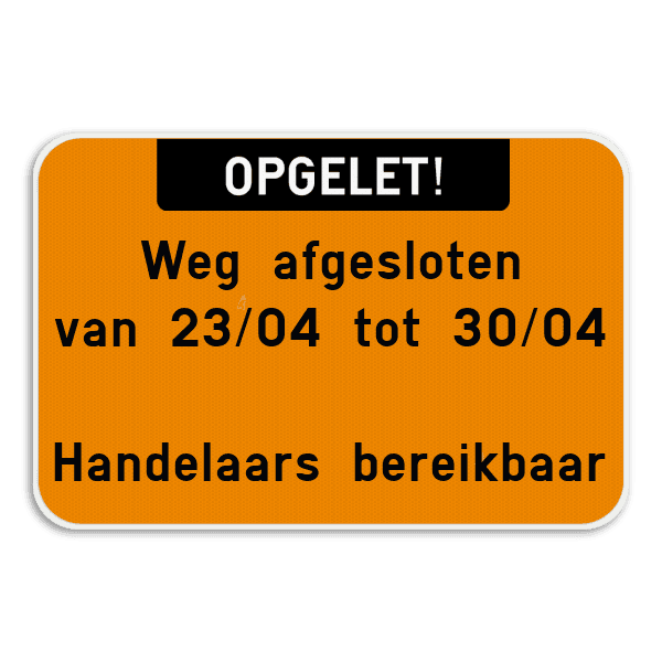 Tekstbord landscape 3:2 met boventekst - wit/fluo oranje