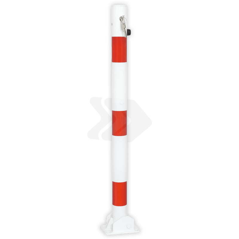 Parkeerpaal Ø60-76mm rood wit - neerklapbaar met bodemmontage