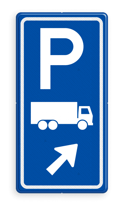 Parkeerroutebord E8c vrachtwagens met pijl