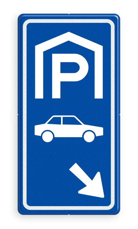 Parkeerroutebord E8 auto met pijl