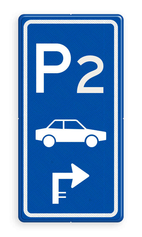 Parkeerroutebord E8 auto met nummer en pijl pijl