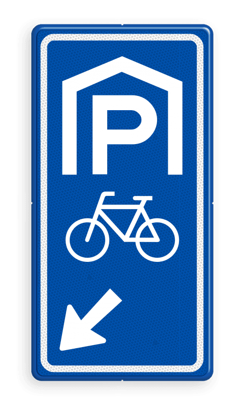 Parkeerroutebord E8f fietsen met pijl