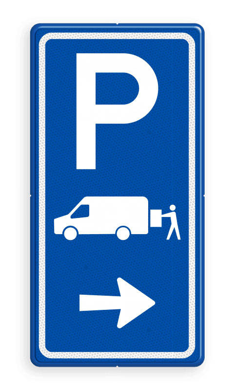 Parkeerroutebord E7b laden/lossen busje met pijl