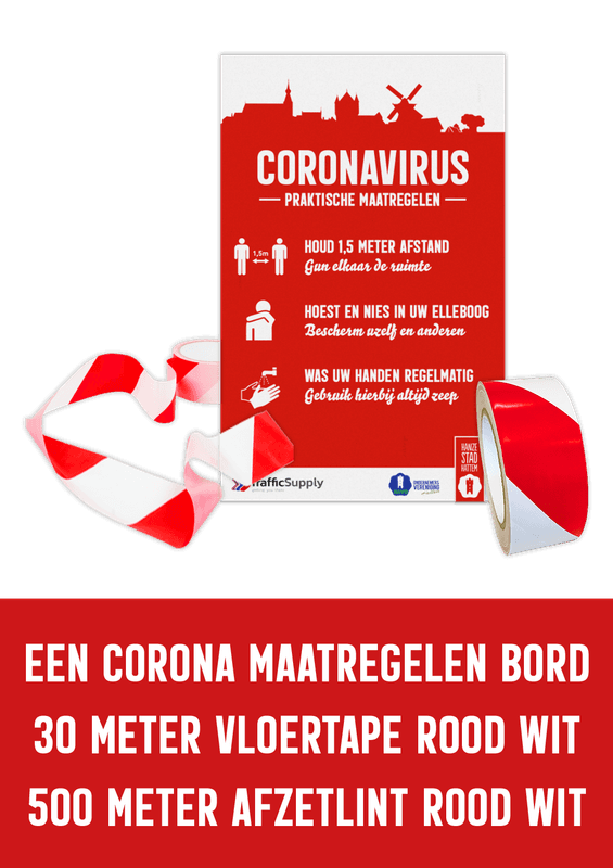 Corona maatregelen starterskit - Bord, vloertape en afzetlint Hanzestad