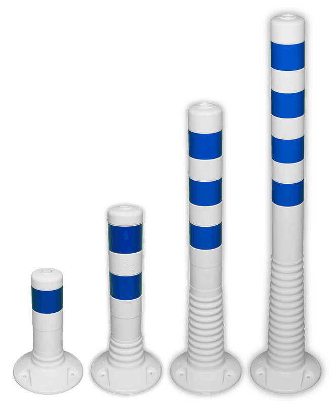 Kunststof flexibele afzetpaal wit blauw Ø80mm - overrijdbaar