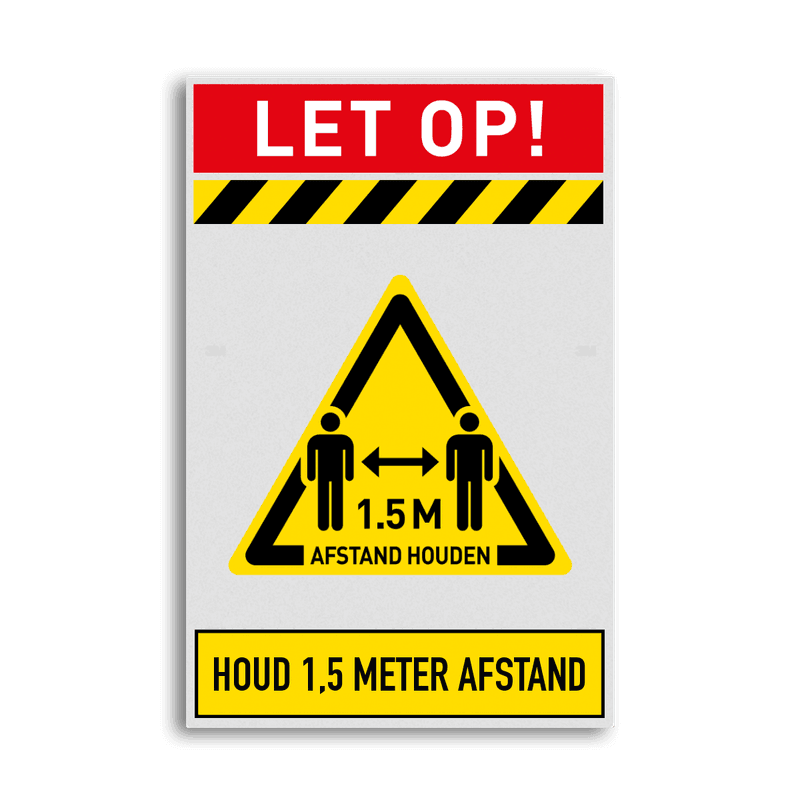 Veiligheidsbord 1,5 meter afstand houden verplicht