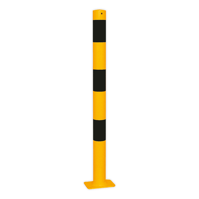 Poteau de protection Ø60x900mm sur platine - Jaune/noir