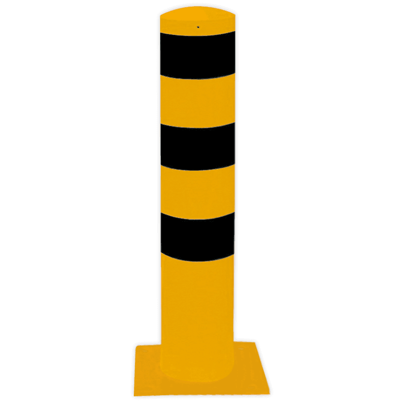 Poteau de protection Ø193x1000mm avec pied, galvanisé ou jaune/noir