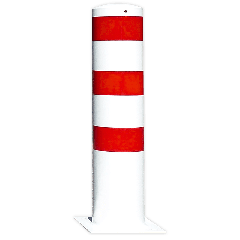 Poteau de protection Ø273x1500mm avec pied, galvanisé ou blanc/rouge