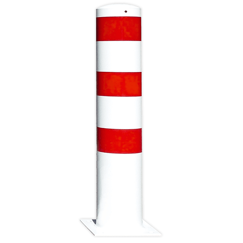 Rampaal Ø193x1000mm met voetplaat, verzinkt of wit/rood