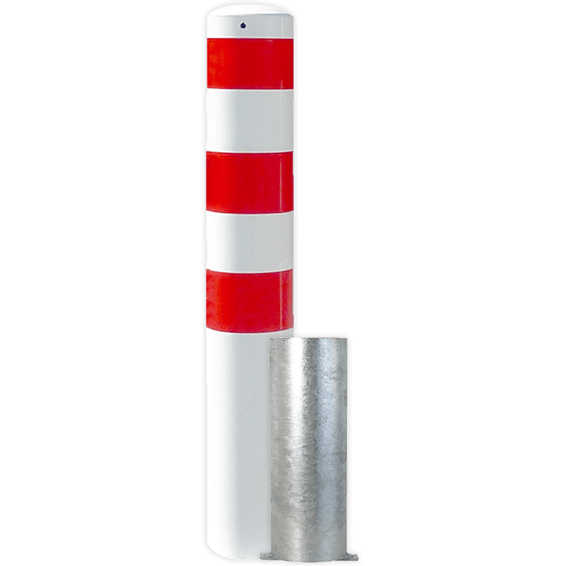 Rampaal Ø193x1500mm wegneembaar, wit/rood of verzinkt