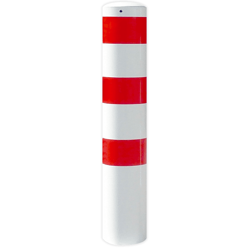 Poteau de protection Ø273x2000mm à sceller - Galvanisé ou blanc/rouge