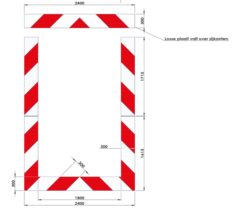 Kaderrand NL 2400x3330x300mm rood/wit Silca/VPD | Klasse 3