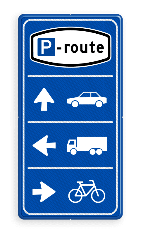 Parkeerroutebord 3 richtingen met pijlen