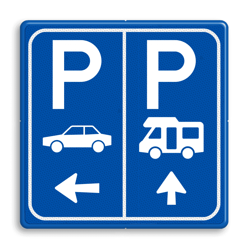 Parkeerbord E8 Camper en auto met pijlen