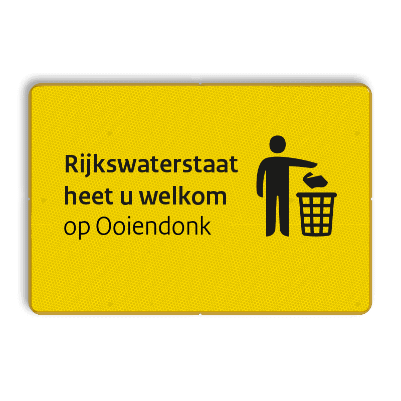 Informatiebord 3:2 - Rijkswaterstaat heet u welkom + naam