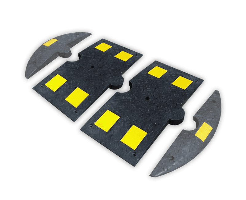 Middenstuk verkeersdrempel -  rubber - < 20km/h - 800x400x50mm - geel/zwart