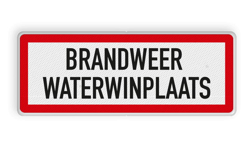 Brand bord met BRANDWEER WATERWINPLAATS - reflecterend
