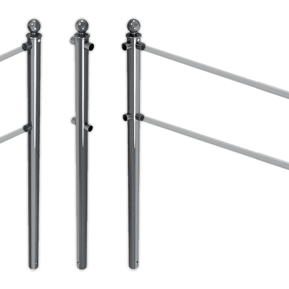 Geleidehek TS60 staal - palen met aluminium bolkop - RAL 7016 of gegalvaniseerd