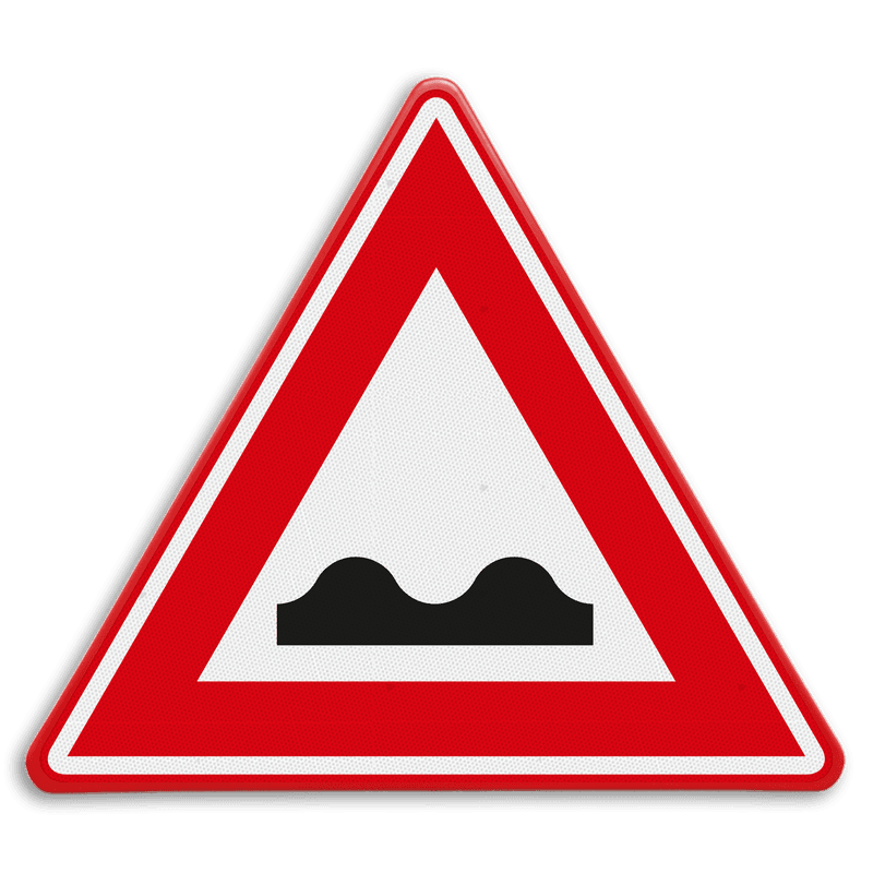 Verkeersbord RVV J01 - Slecht wegdek - reflecterend