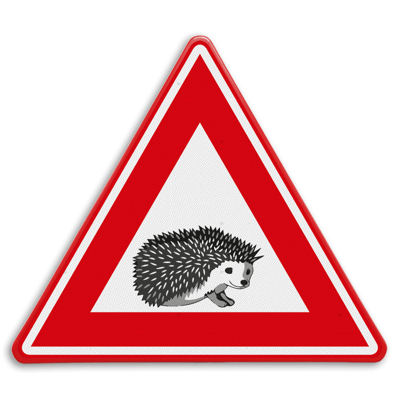 Verkeersbord - waarschuwing overstekende egels