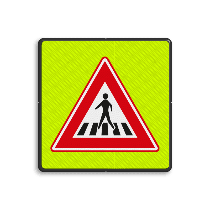 Verkeersbord RVV J22f voetgangers oversteekplaats - extra opvallend (fluorescerend)