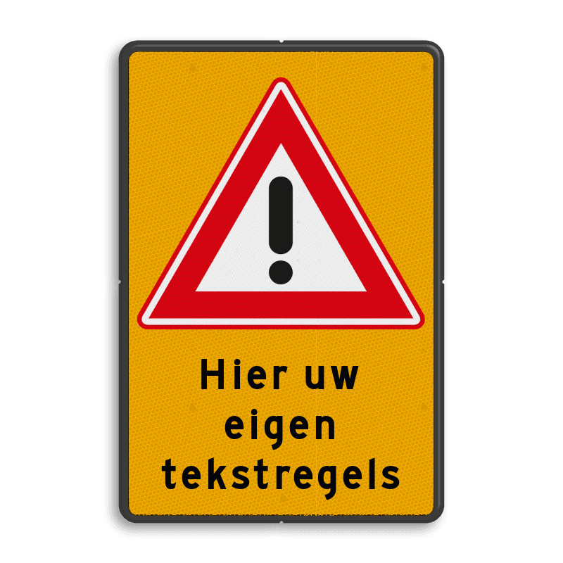 Verkeersbord geel RVV J37 + tekst - reflecterend