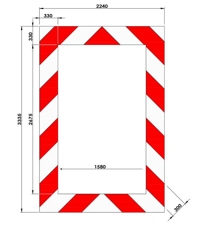 Kaderrand NL 2240x3335x330mm rood/wit Silca/VPD | Klasse 3