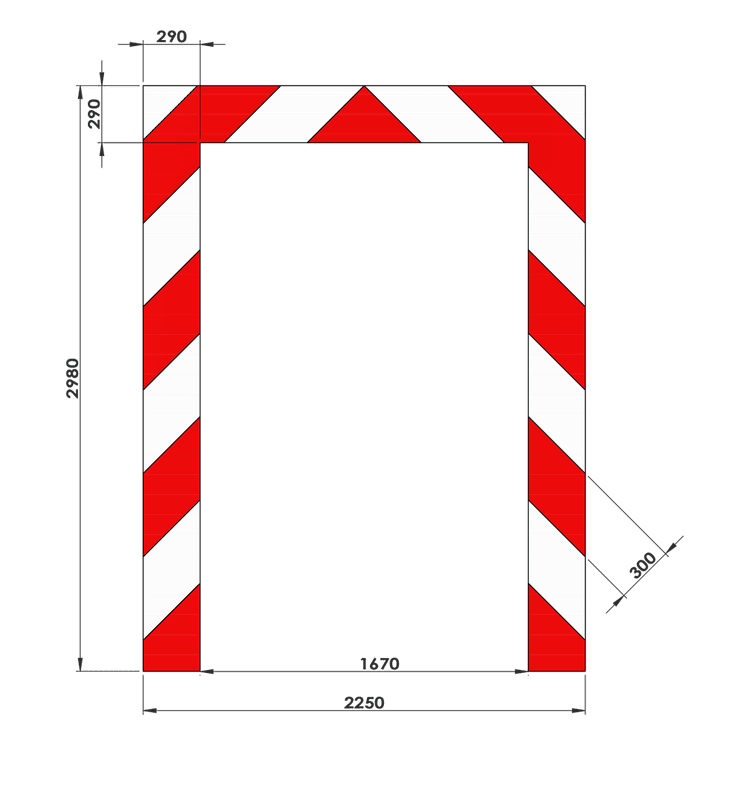 Kaderrand NL 2250x2980x290mm 3-delig - rood/wit Silca/VPD | Klasse 3