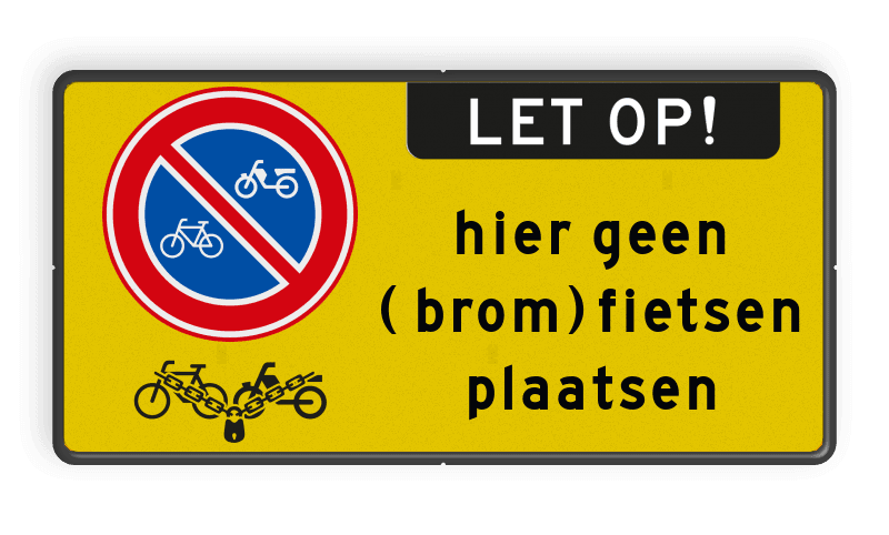 Verkeersbord RVV E03 + geen (brom)fietsen plaatsen - reflecterend