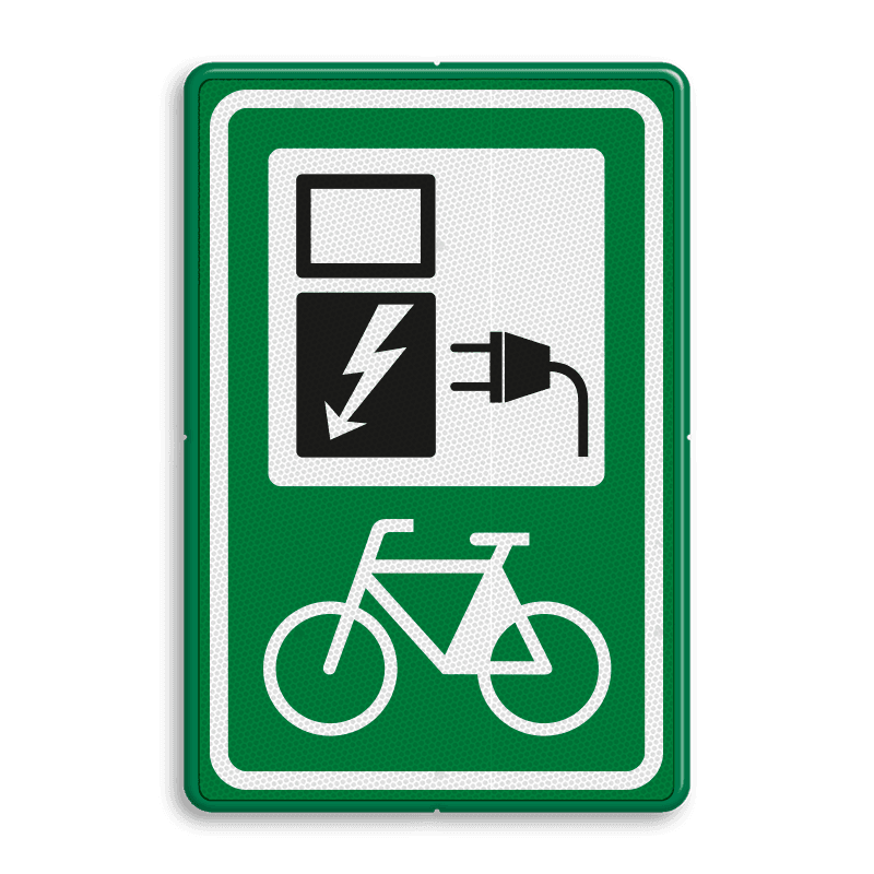 Verkeersbord oplaadpunt elektrische fietsen groen - reflecterend