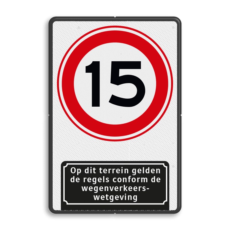 Verkeersbord snelheid A01 15 met ondertekst