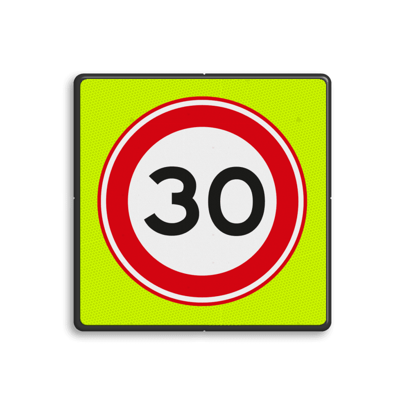 Verkeersbord RVV A01-030f - Maximum snelheid 30 km/h - extra opvallend