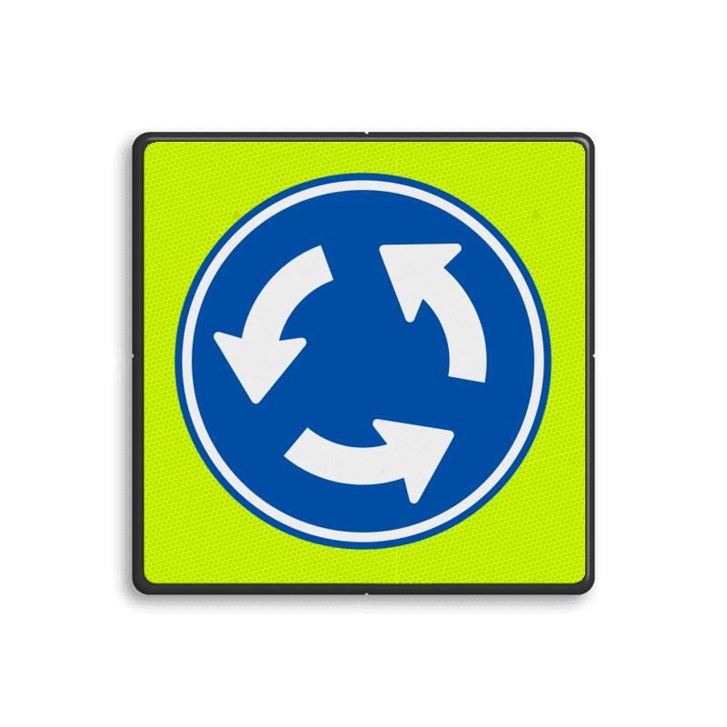 Verkeersbord RVV D01f rotonde - fluorescerend