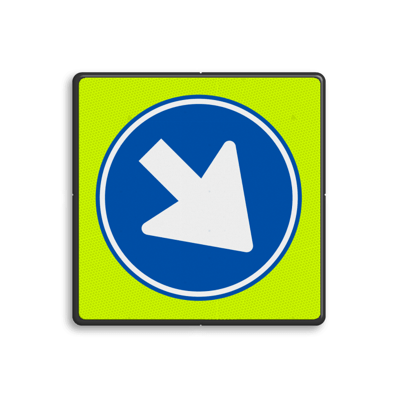 Verkeersbord RVV D02f, gebod te passeren - fluorescerend