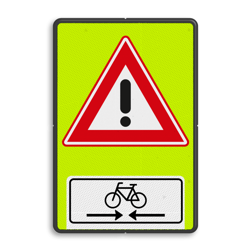 Verkeersbord RVV J37OB503OB02f - FLUOR overstekende fietsers