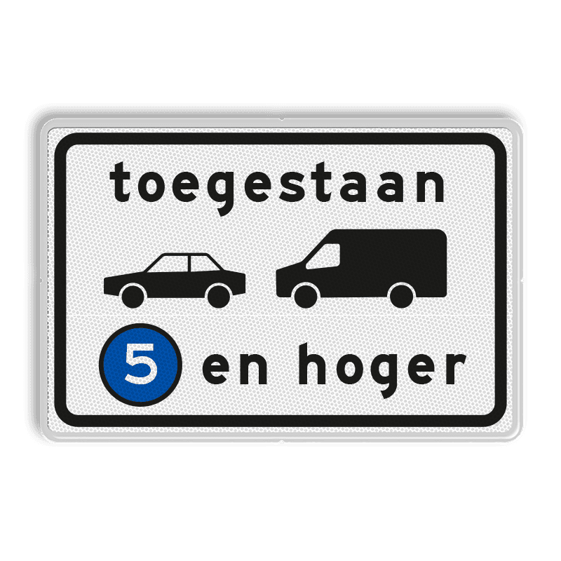 Verkeersbord RVV C22a3 - Onderbord - Milieuzone auto en busje