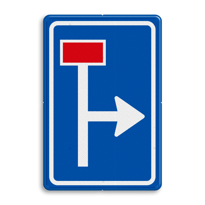 Verkeersbord RVV L09-1r - Doodlopende weg - voorwaarschuwing
