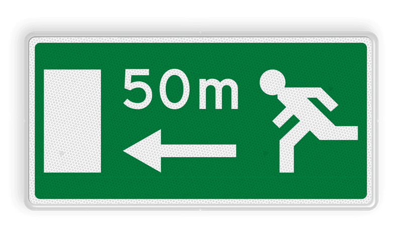 Verkeersbord RVV L19l - Dichtstbijzijnde uitgang links