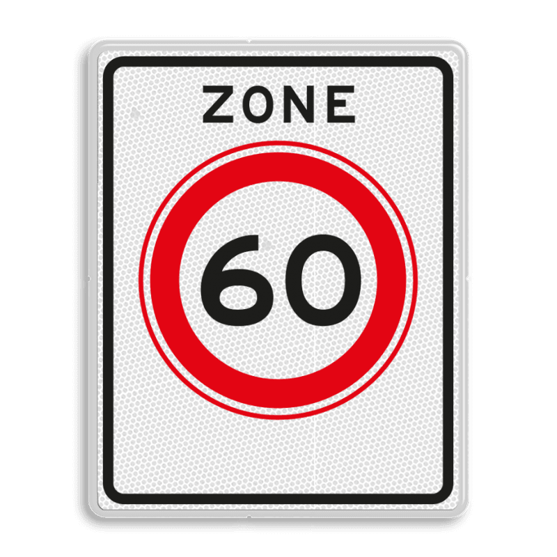 Verkeersbord RVV A01-60zb - Begin zone maximum snelheid