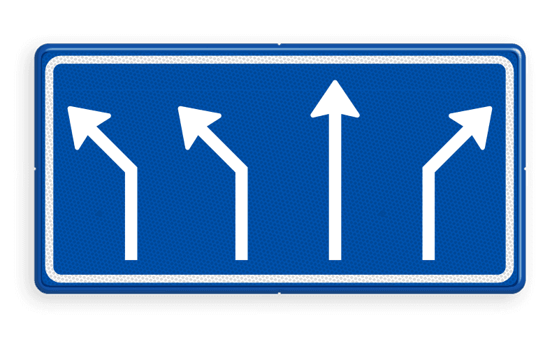 Verkeersbord RVV L04-4 - Pijlbord Voorsorteren