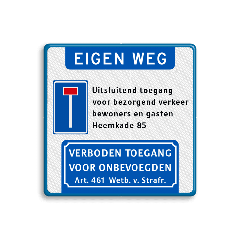 Informatiebord met aanhef - doodlopende weg - verboden toegang Art.461