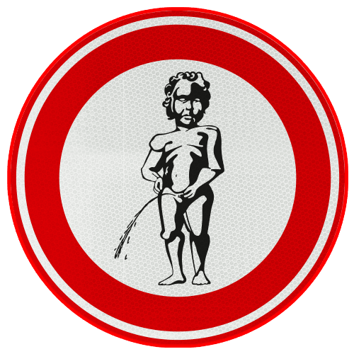 Verkeersbord - Verboden te plassen - manneke pis