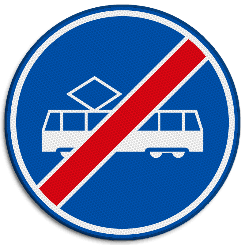 Verkeersbord RVV F16 - Einde rijbaan of -strook tram