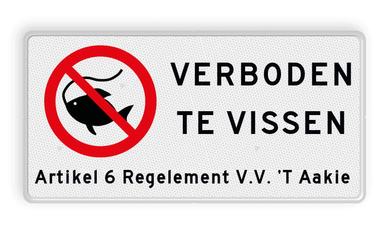 Verkeersbord Verboden te vissen met artikel tekst